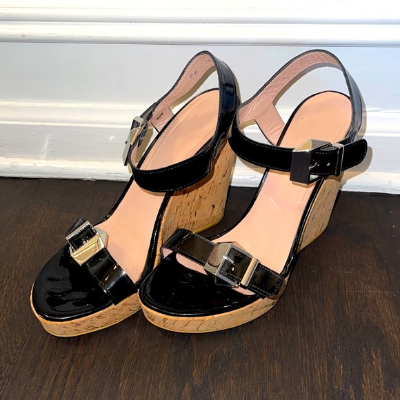 Stuart Weitzman black patent wedges